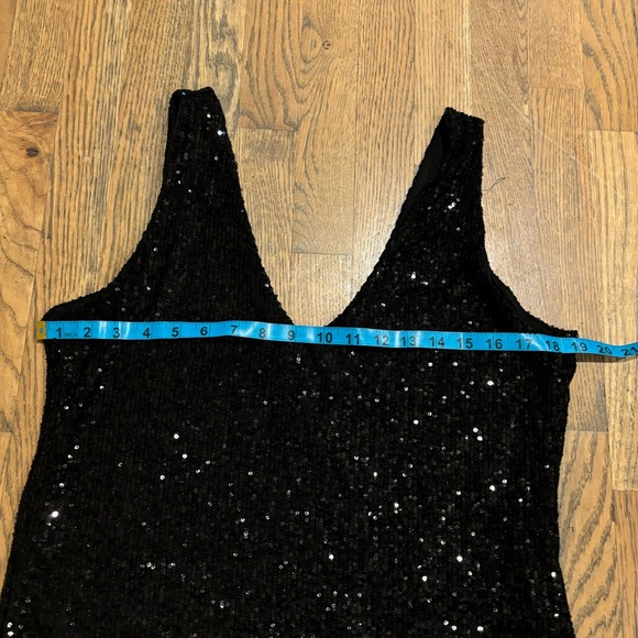 Black Sequin Size L H&M Mini Dress - Picture 5 of 9